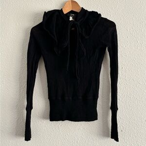 Authentic Wool Black Long Sleeve Sweater with Bow Detail